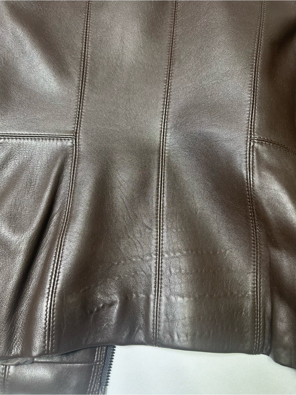 Jones New York Brown Leather Jacket with Embroidered Collar and Sleeves Size M - Picture 9 of 11